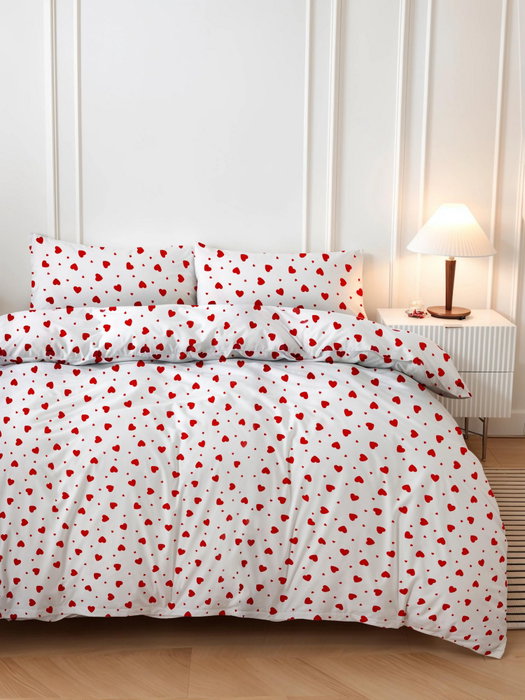 L'essentiel linge de maison Love Heart Juego de Funda de Edredón Doble Rojo y Blanco L'essentiel linge de maison Love Heart Juego de Funda de Edredón Doble Rojo y Blanco